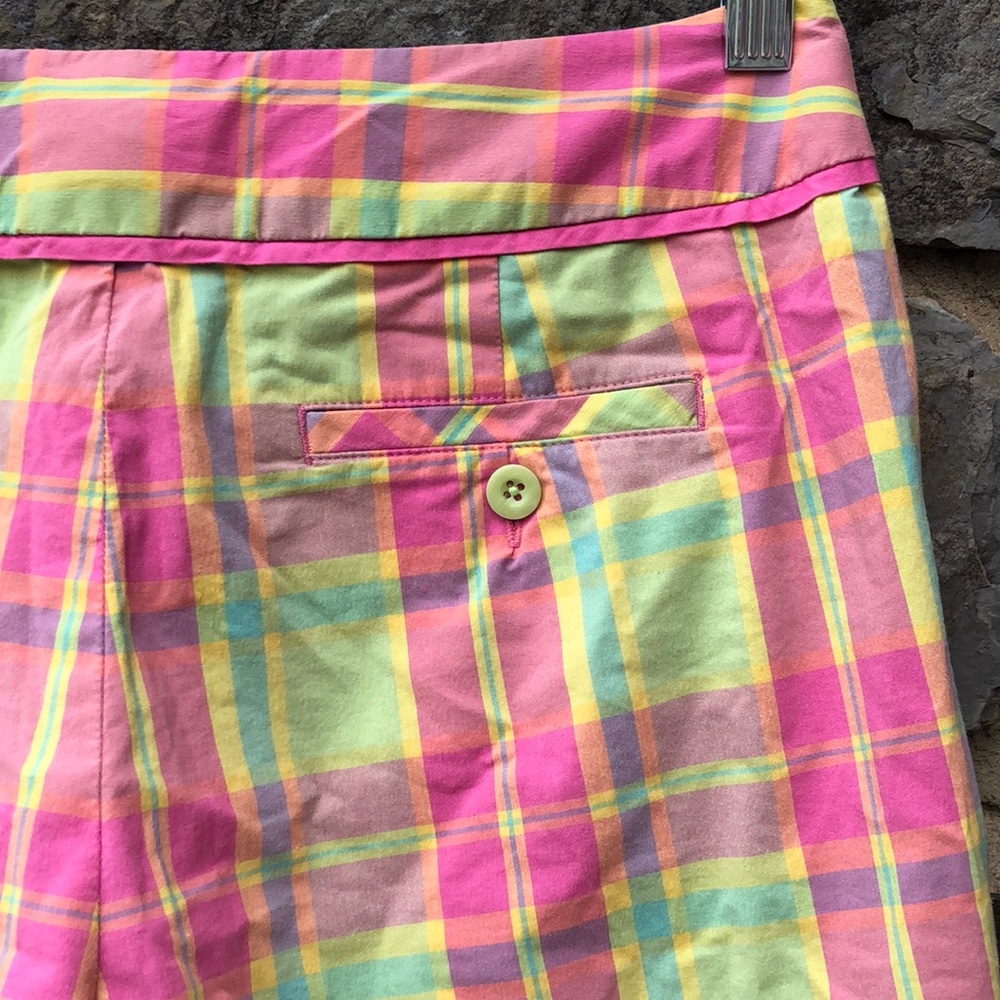 Lilly Pulitzer Vintage White Label Plaid Bermuda Shorts in Pink/Green Size 10 - Picture 4 of 7